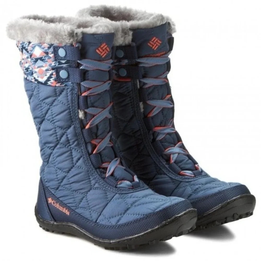 Girl’sColumbia Minx Mid II Omni-Heat Print Snow Waterproof Insulation Boots Sz 1